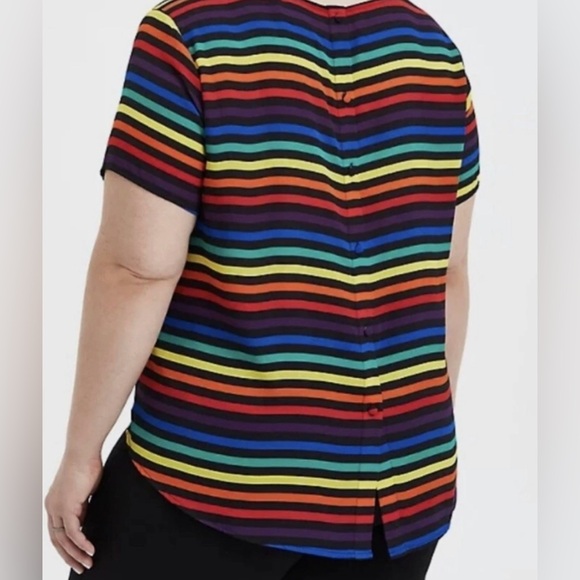 Torrid Striped Button Down Back Short Sleeves Top Size 2X Multicolor - Picture 2 of 10